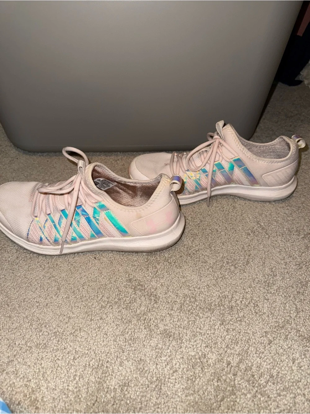 Light Pink Women's Athletic Sneakers with Iridescent Details
